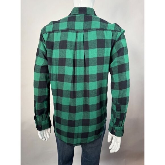Mens Croft & Barrow Green & Black Buffalo Plaid Flannel Shirt M 100% Cotton Butt - Picture 4 of 16
